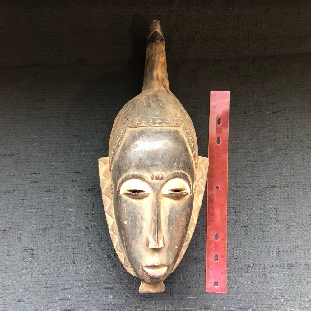 Carved Tribal Wood Mask with Dark Natural Patina